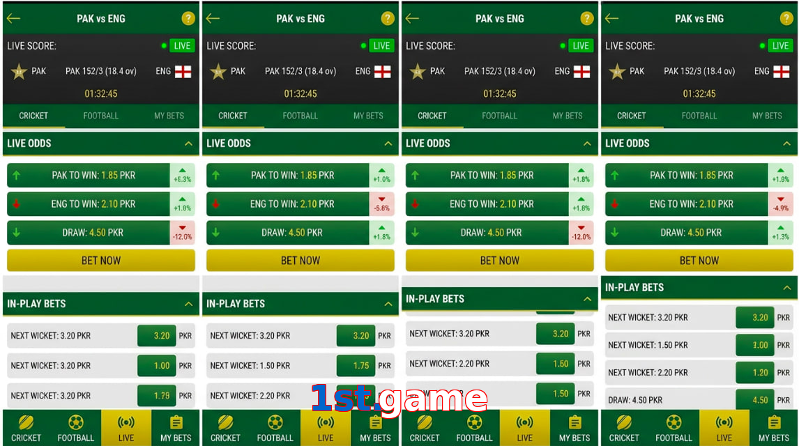 Game list for 1St.game bet section